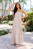 Come Sail Away Neutral Striped Maxi Dress
