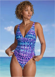 Riviera Ruched Swimsuit Blurred Leopard Stripe