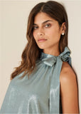 Shimmer Jacquard Mini Dress Seafoam