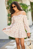 Kenzi Pink Floral Off The Shoulder Mini Dress