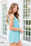 Casual Charm Blue Button Front Romper