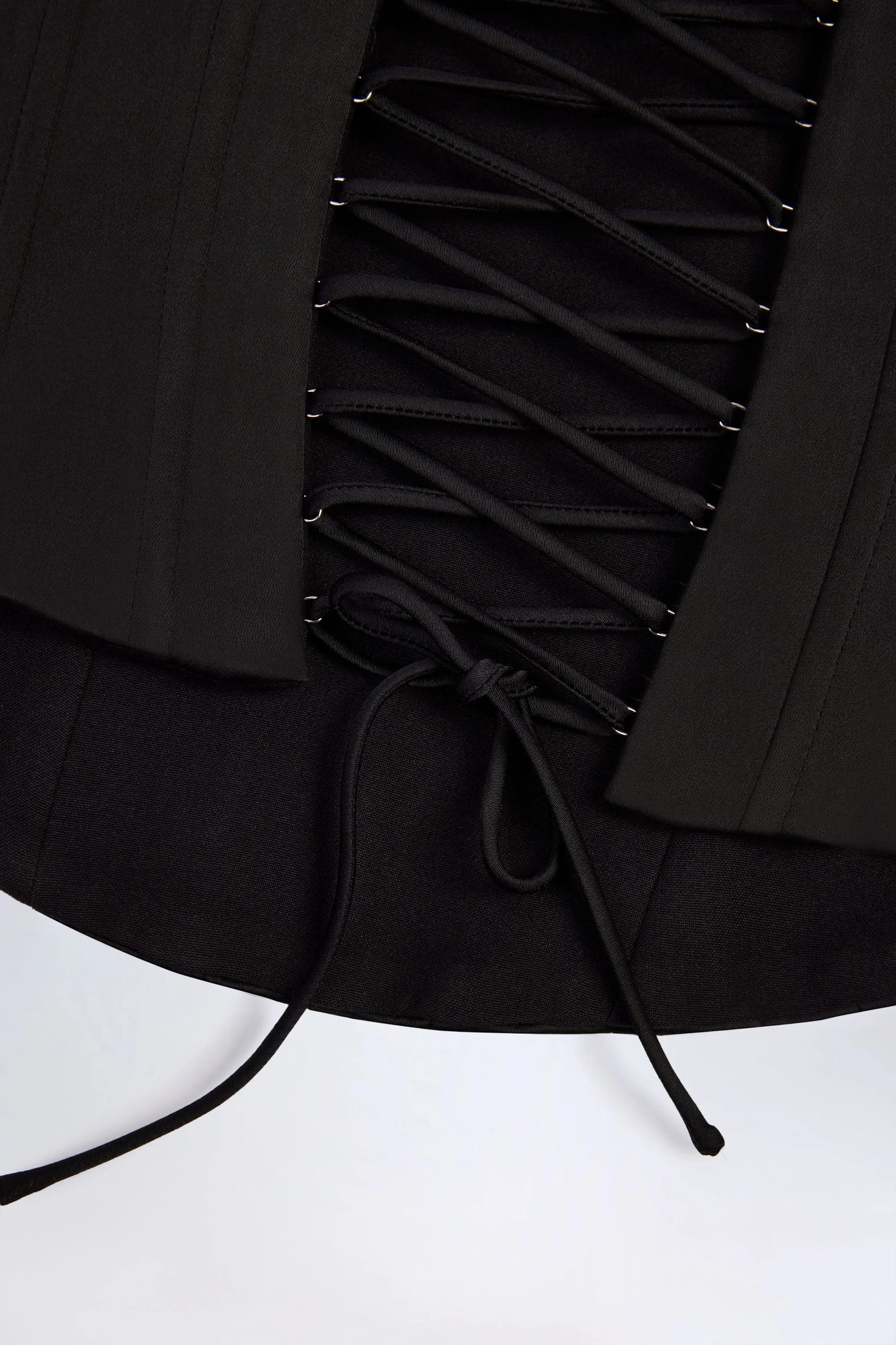 Satin Lace Up Corset Top in Black
