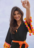 Colorful Crochet Kimono Jet Black