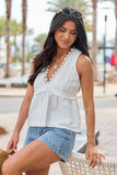 Margaret Ivory Lace Ruffle Trim Tank