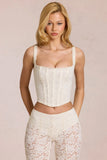 Lace Soft Scoop Boned Corset Top in Pearl