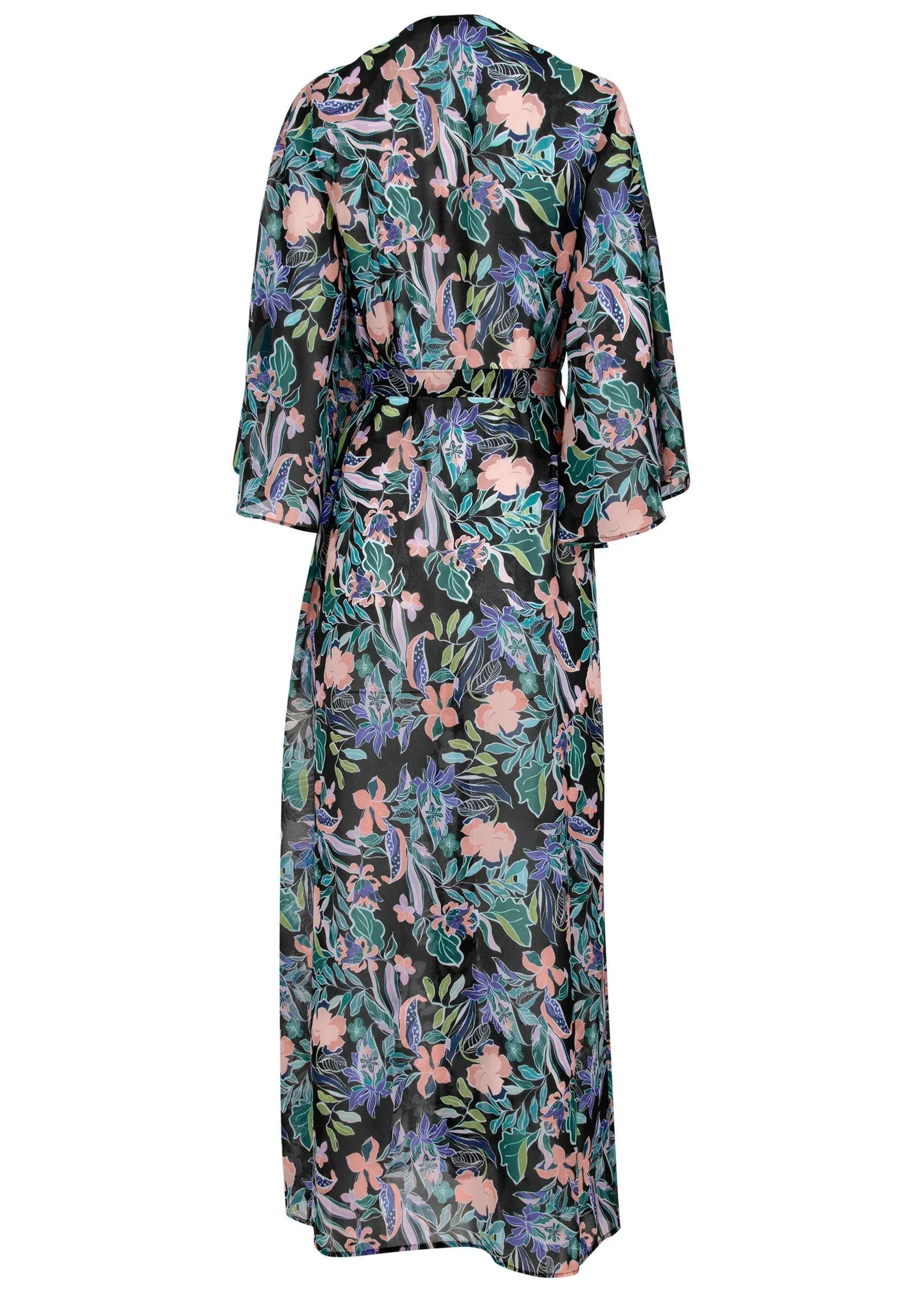 Bell Sleeve Long Cover Up Tropical Walks
