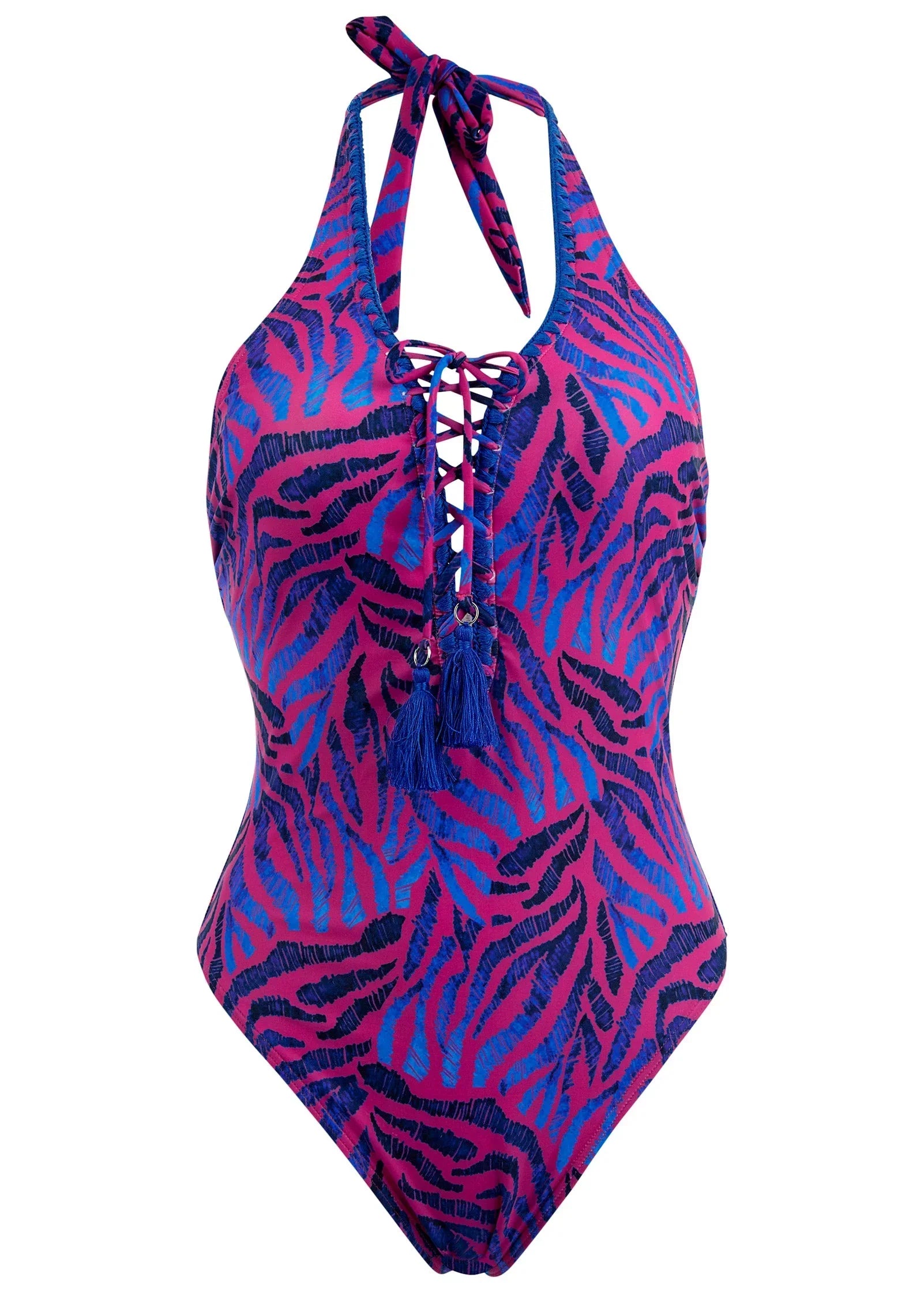 Embroidered One Piece Swimsuit Zebra Rave