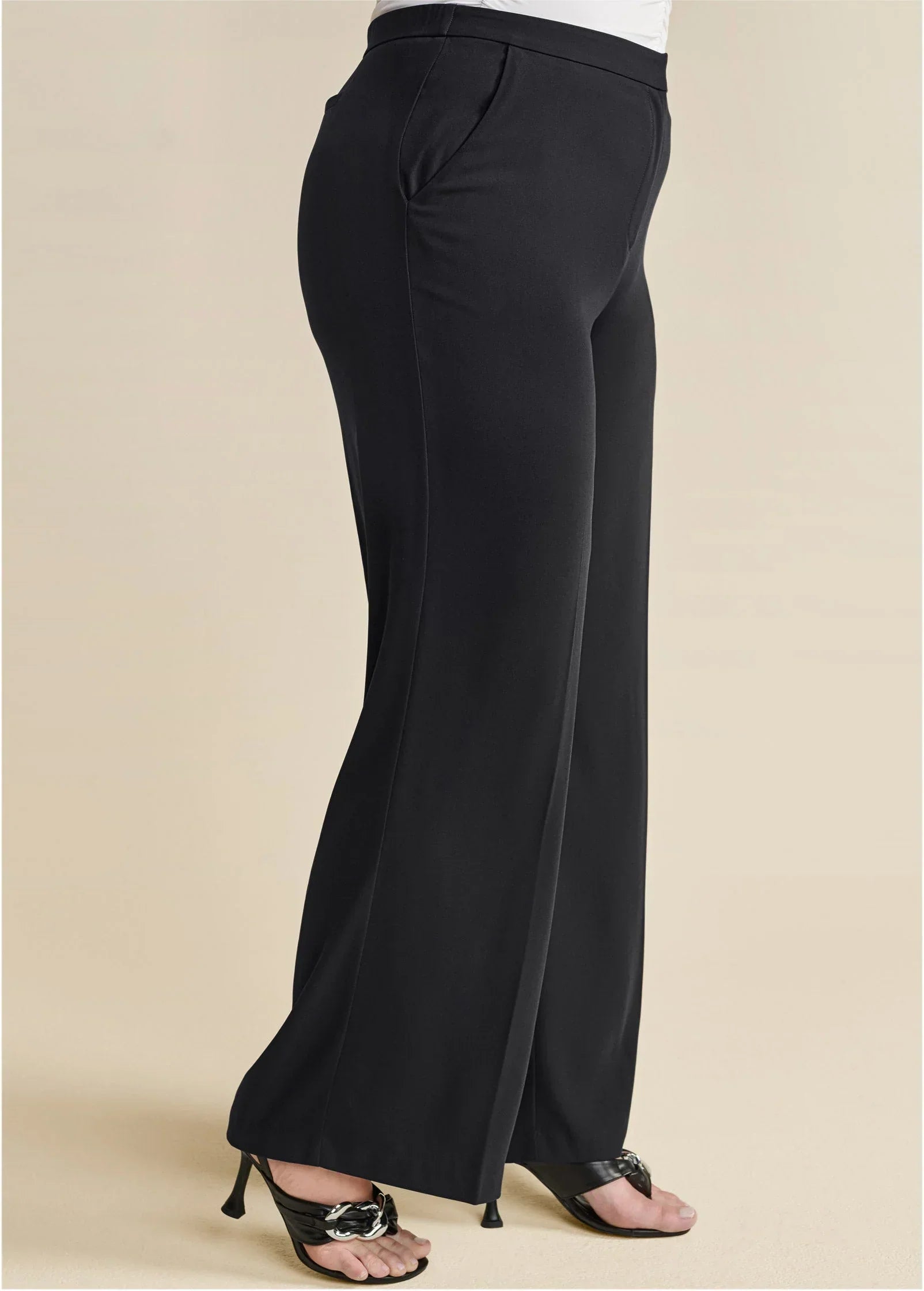 High Rise Wide Leg Trousers Jet Black