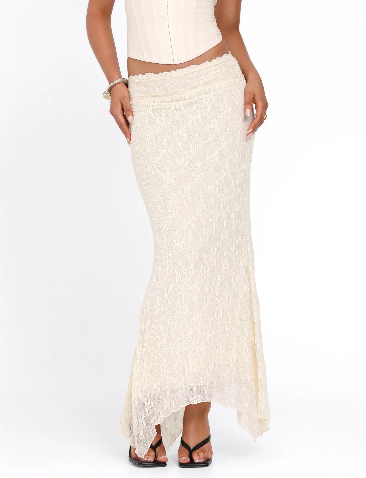 ANTONELLA MIDI SKIRT WHITE LACE CREAM