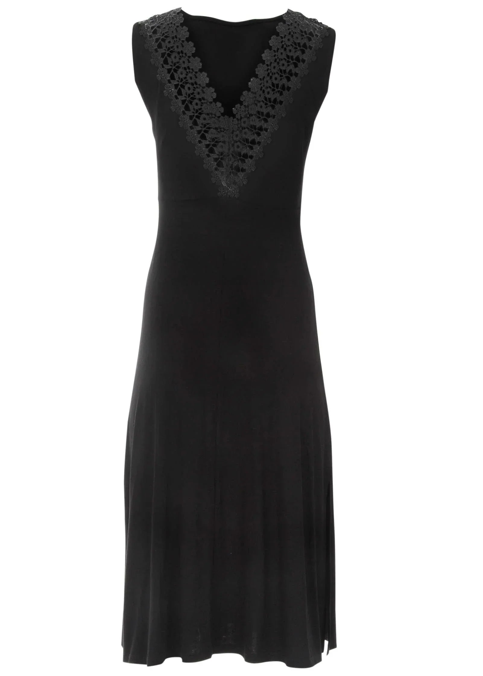 Crochet Back Midi Dress Black