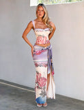 RAFFIE MAXI SKIRT POSTCARD FLORAL