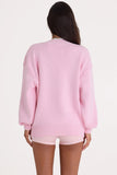 Ribbed Knit Oversized Jumper in Pale Pink