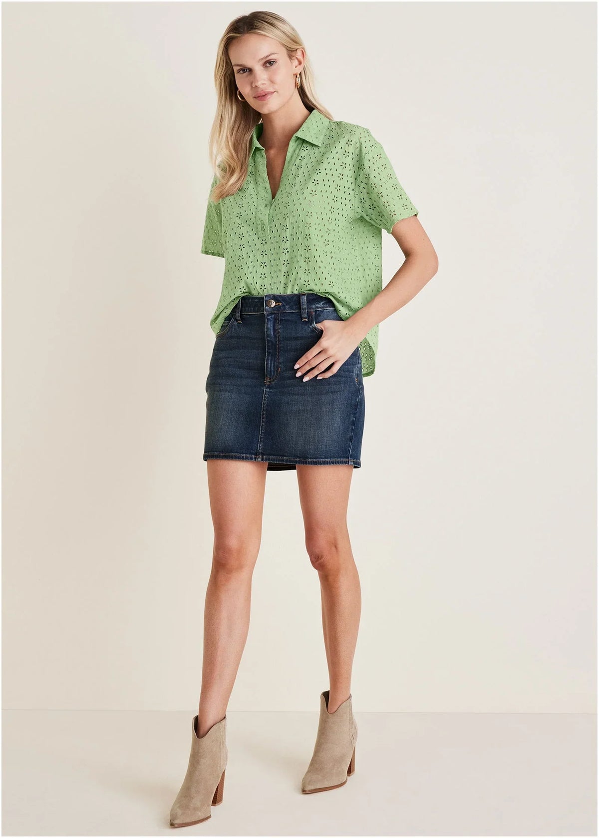 Denim Mini Skirt Medium Wash