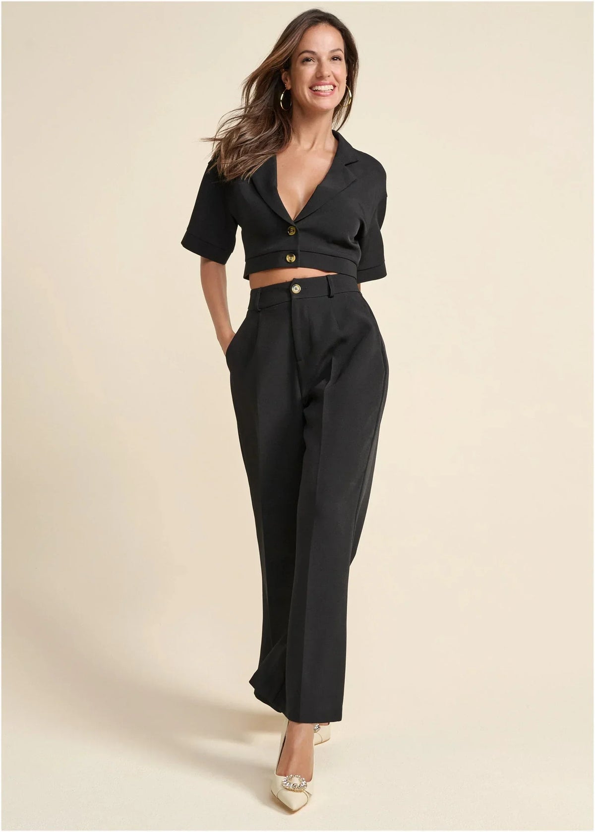 Flare Leg Suiting Set Black