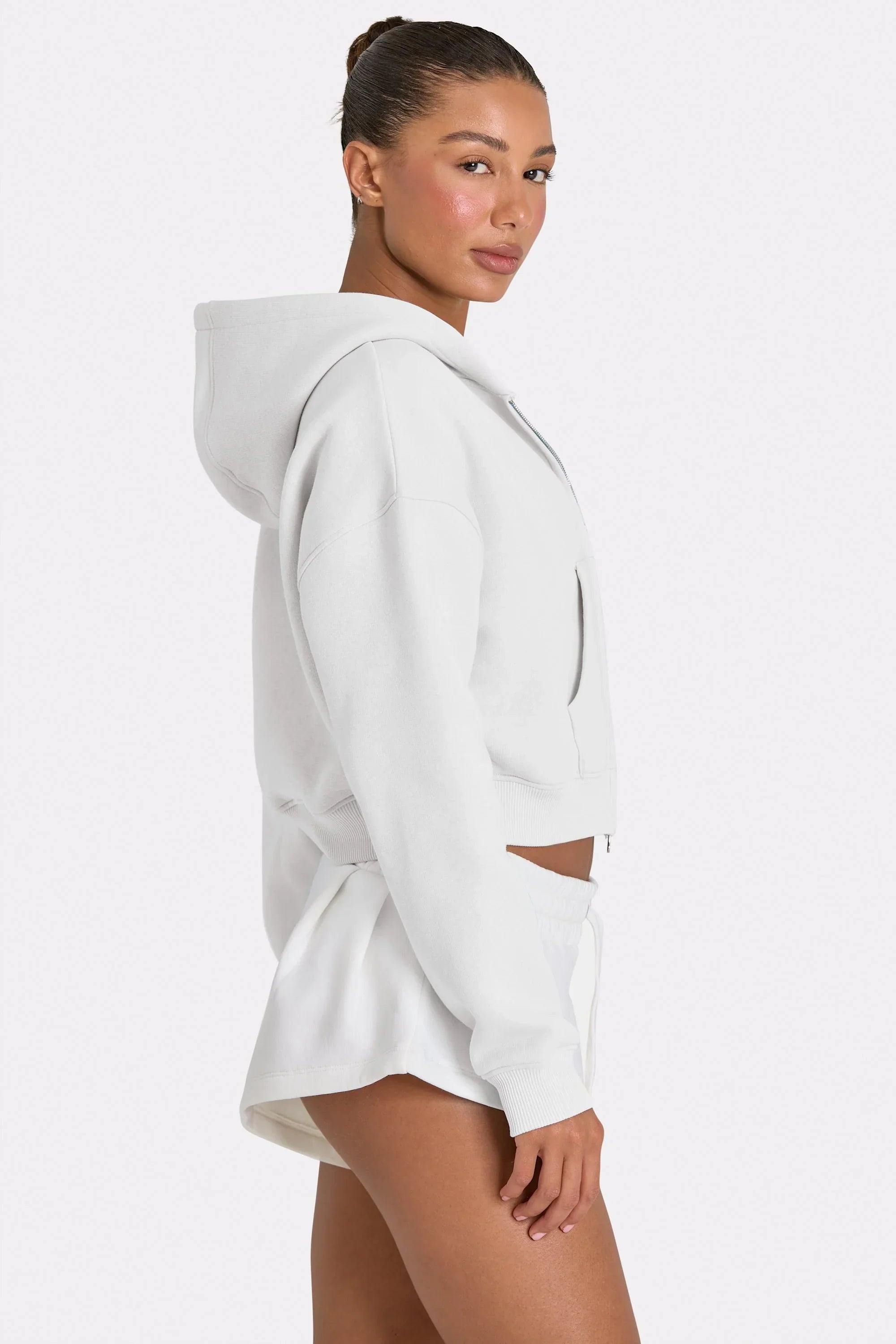 Oversized Zip Up Hoodie in Coconut