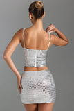 Embellished Low Rise Micro Mini Skirt in White