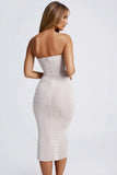 Hardware Detail Cut Out Midaxi Dress in Sky Grey