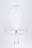 Charm Detail Triangle Bikini Top in White