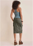Denim Button Front Top Light Wash