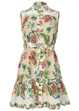 Ruffle Hem Shirt Dress Allover Needlework Floral