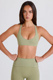 Crossback V Neck Sports Bra in Matcha