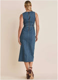 Denim Wave Maxi Dress Medium Wash