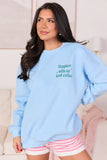 Happiest With An Iced Coffee Light Blue Graphic Sweatshirt