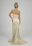 Elegant Desire Glitter Split Gown Champagne Glitter
