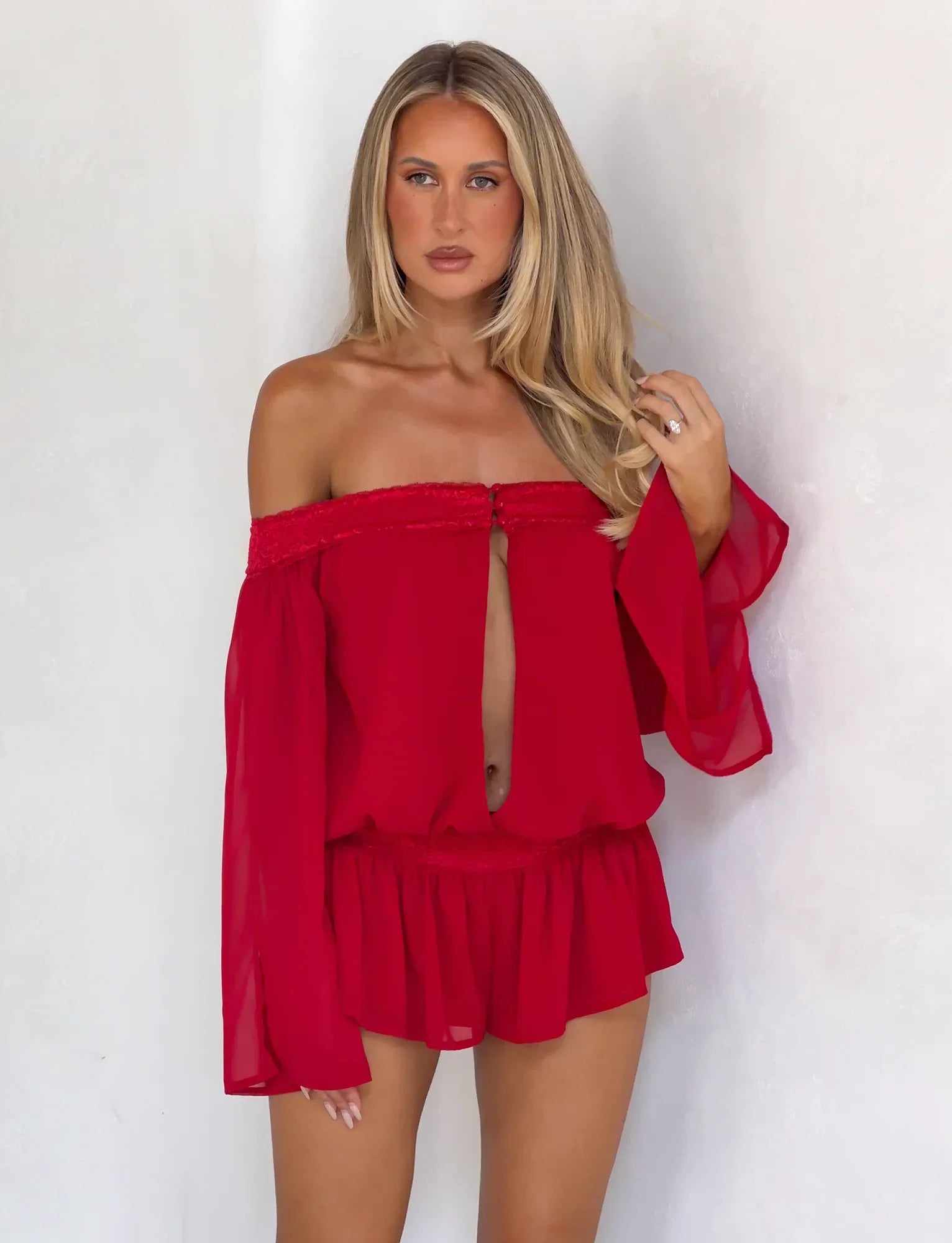 TESSIE PLAYSUIT RED