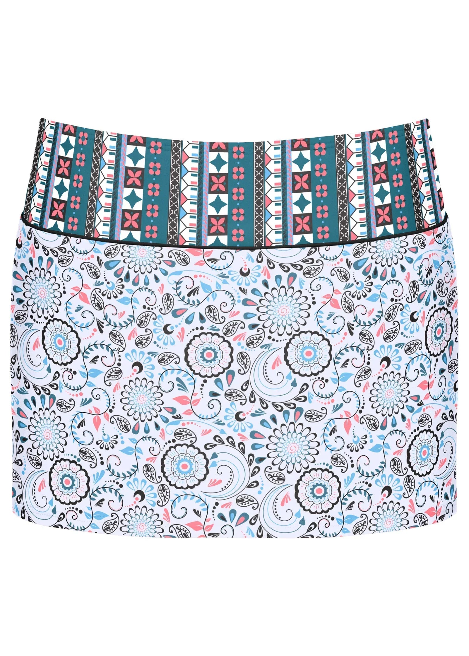 Bohemian Swim Skirt Lotus Flowers