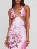 SOLEIL MAXI DRESS MACRO BUTTERFLY