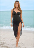 Twist Front Mesh Cover Up Jet Black