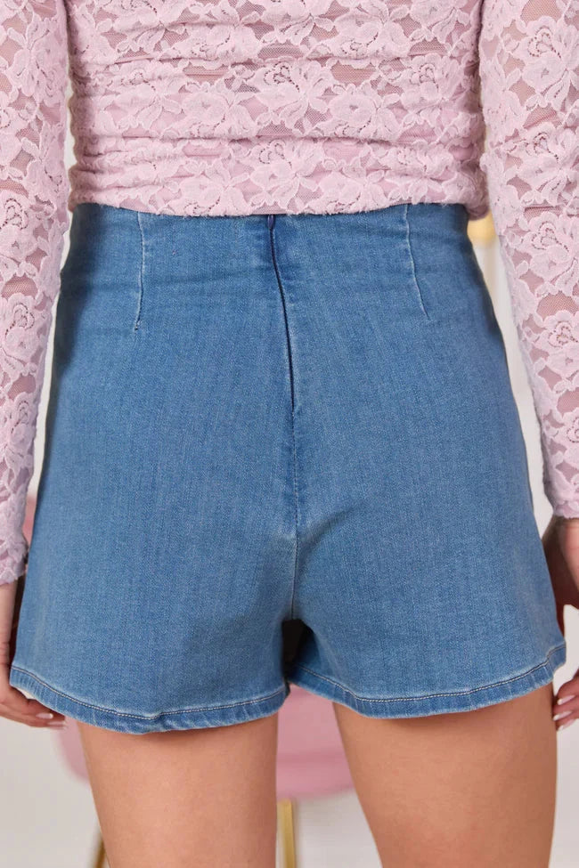 My Favorite Dark Wash Side Slit Denim Skort
