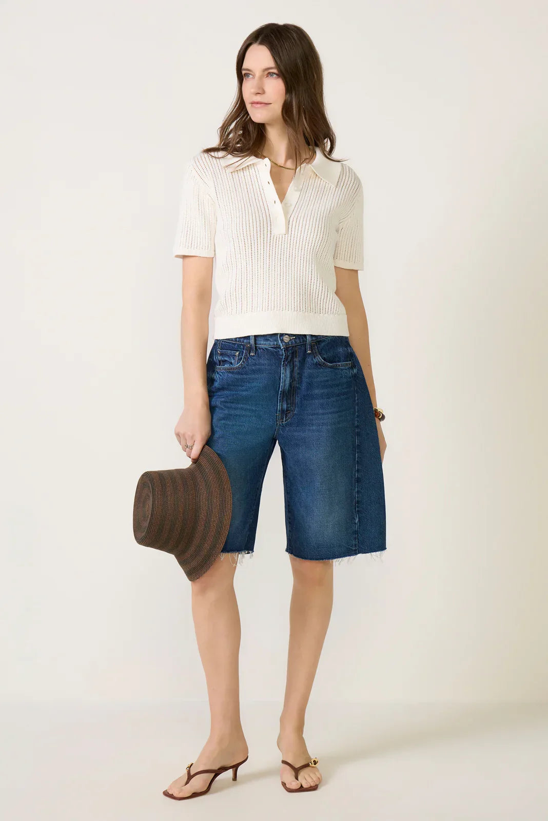 Dehlia Open Stitch Polo Sweater
