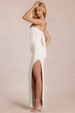 Bandeau Draped Maxi Dress in Pearl