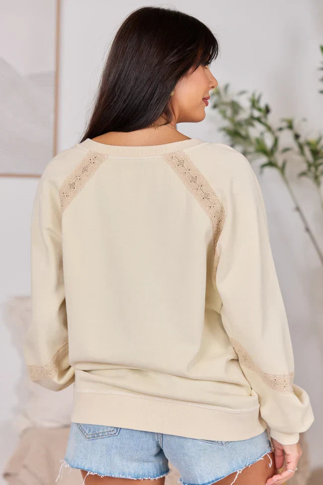 Sawyer Cream Lace V neck Top