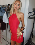EVANNA MINI DRESS DEEP RED