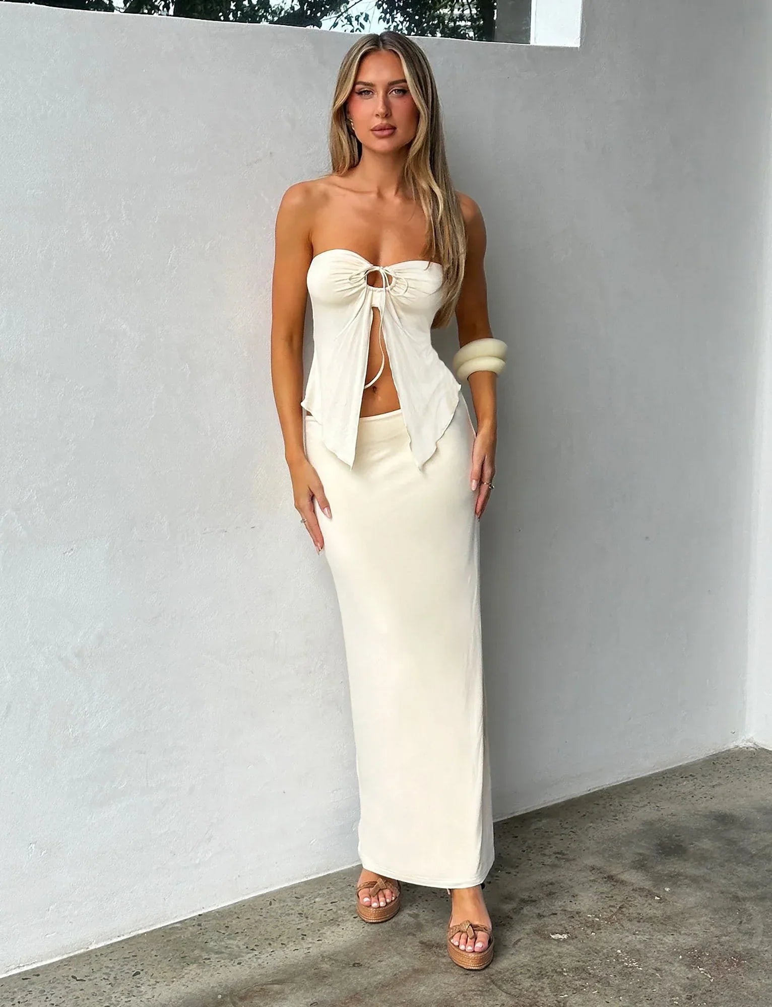 KAROLINA JERSEY SKIRT WHITE OFF WHITE IVORY