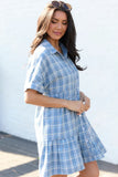 Whitney Blue Plaid Flannel Mini Dress
