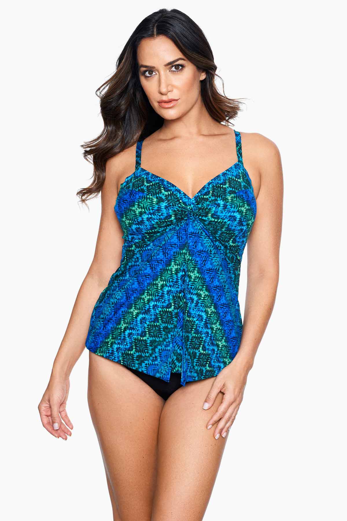 DD Cup Love Knot Tankini Top in Ocean Ombre
