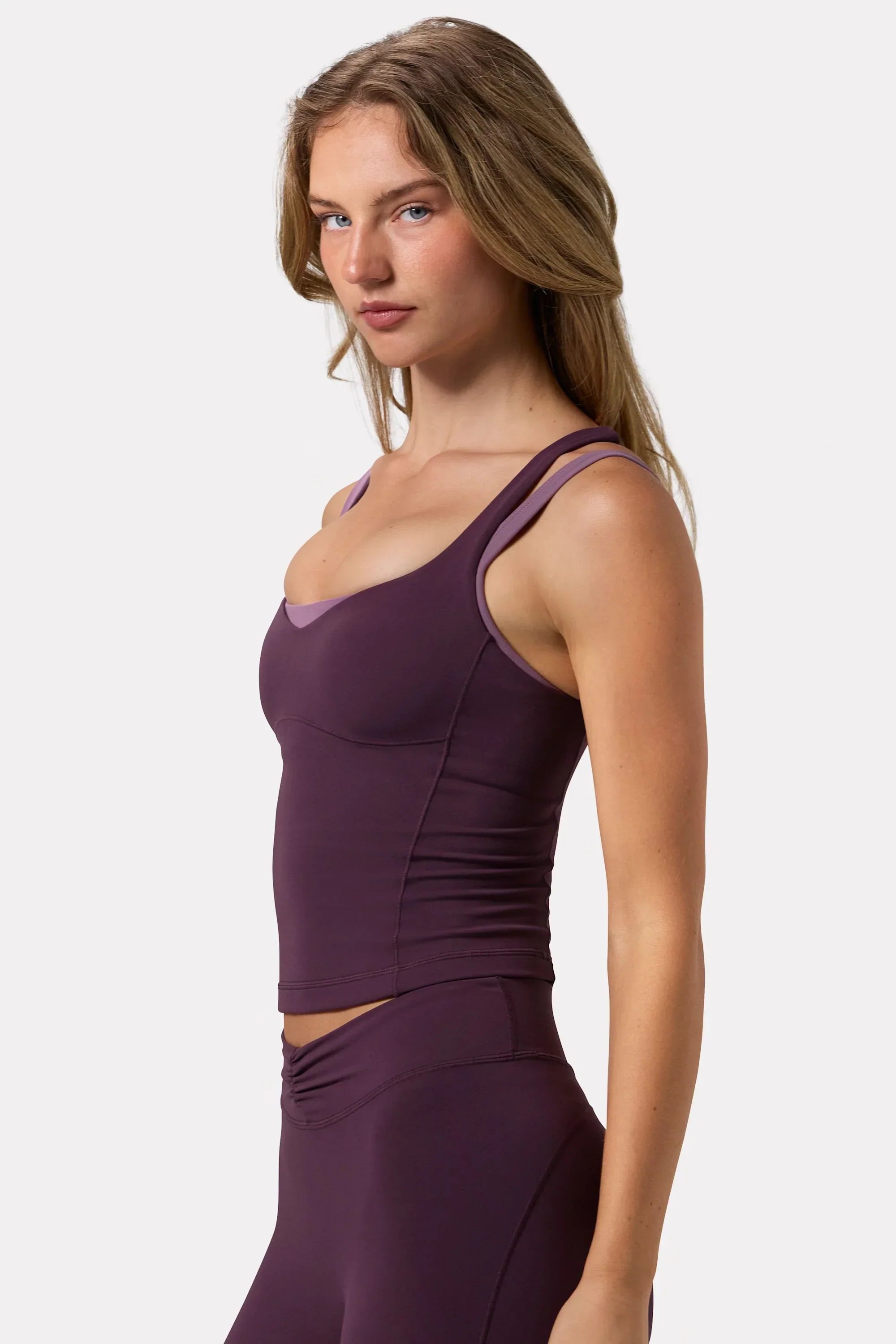Soft Active Sweetheart Neck Tank Top in Plum