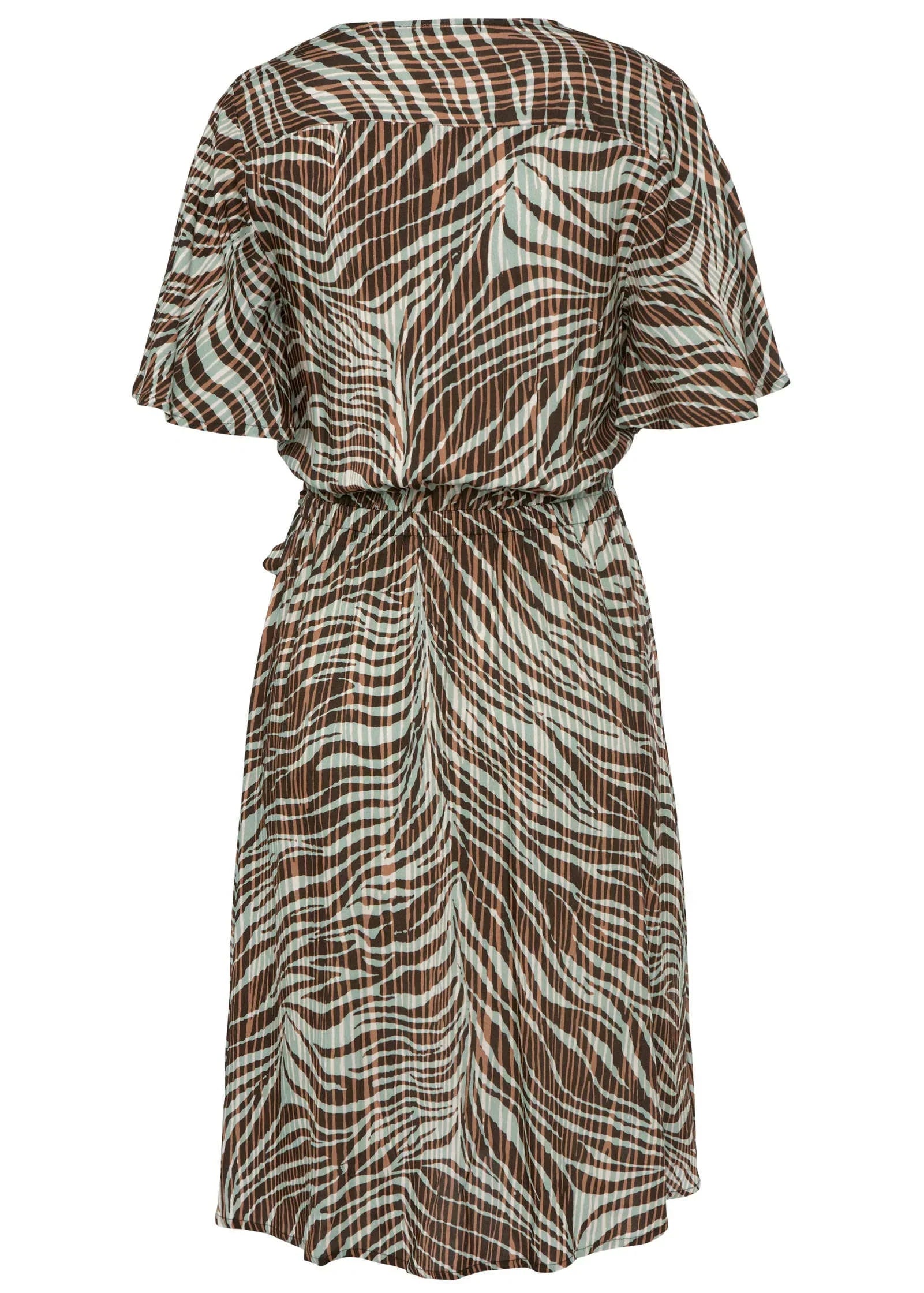 Flutter Sleeve Dress Brown Multi