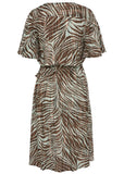 Flutter Sleeve Dress Brown Multi