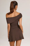 Modal Asymmetric A Line Mini Dress in Chocolate Brown