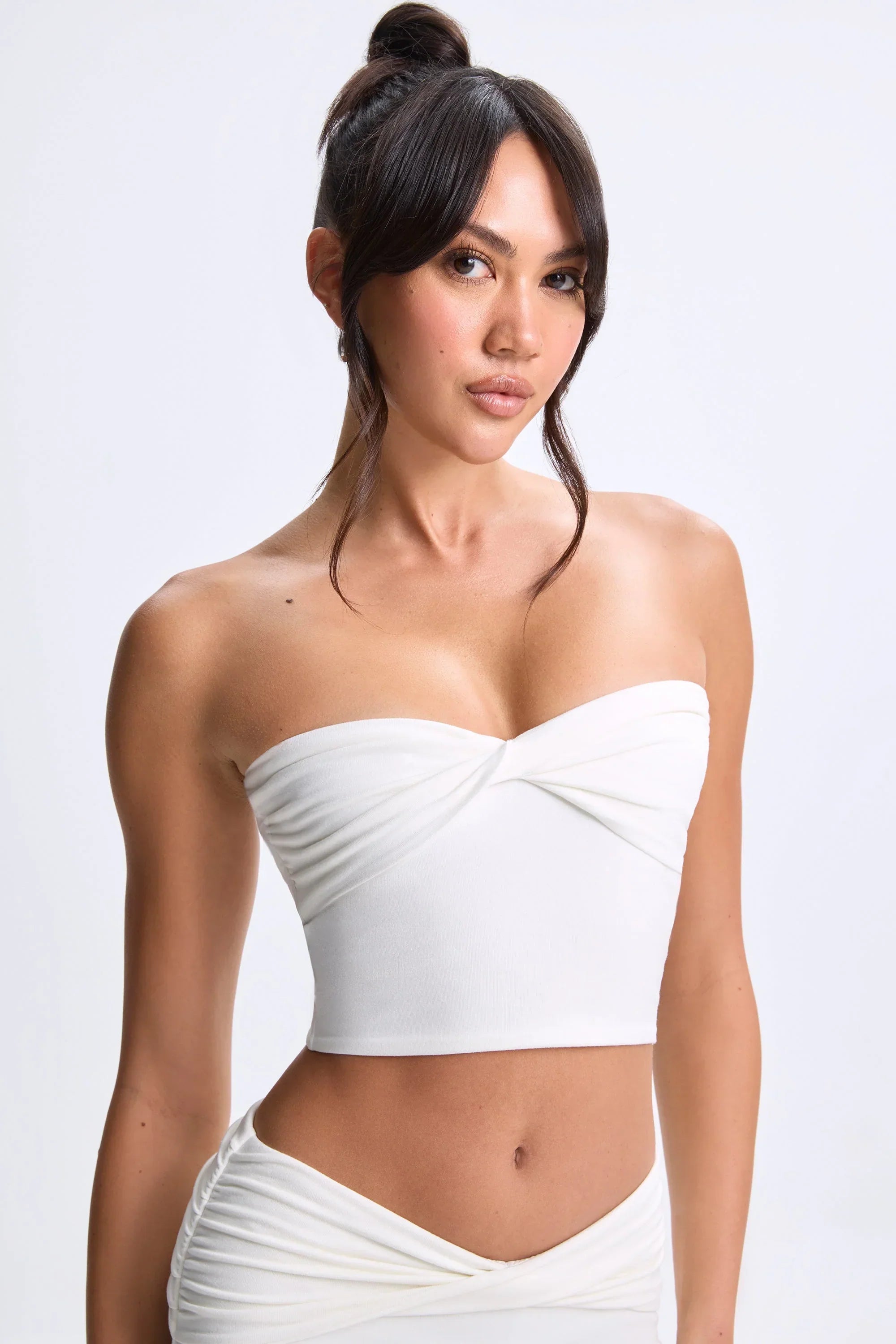 Modal Twist Front Bandeau Top in White