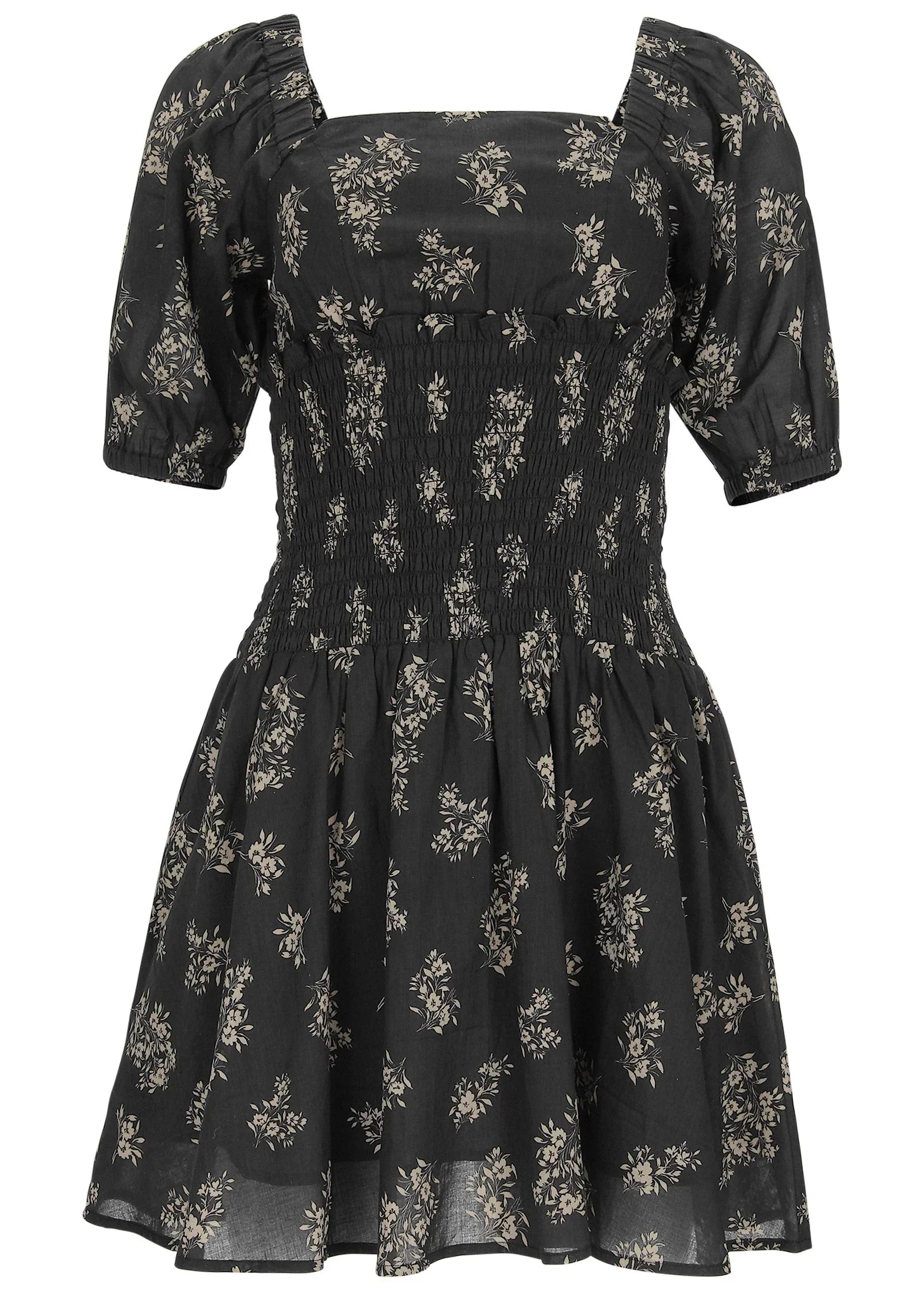 Cotton Voile Mini Dress Tossed Wildflowers