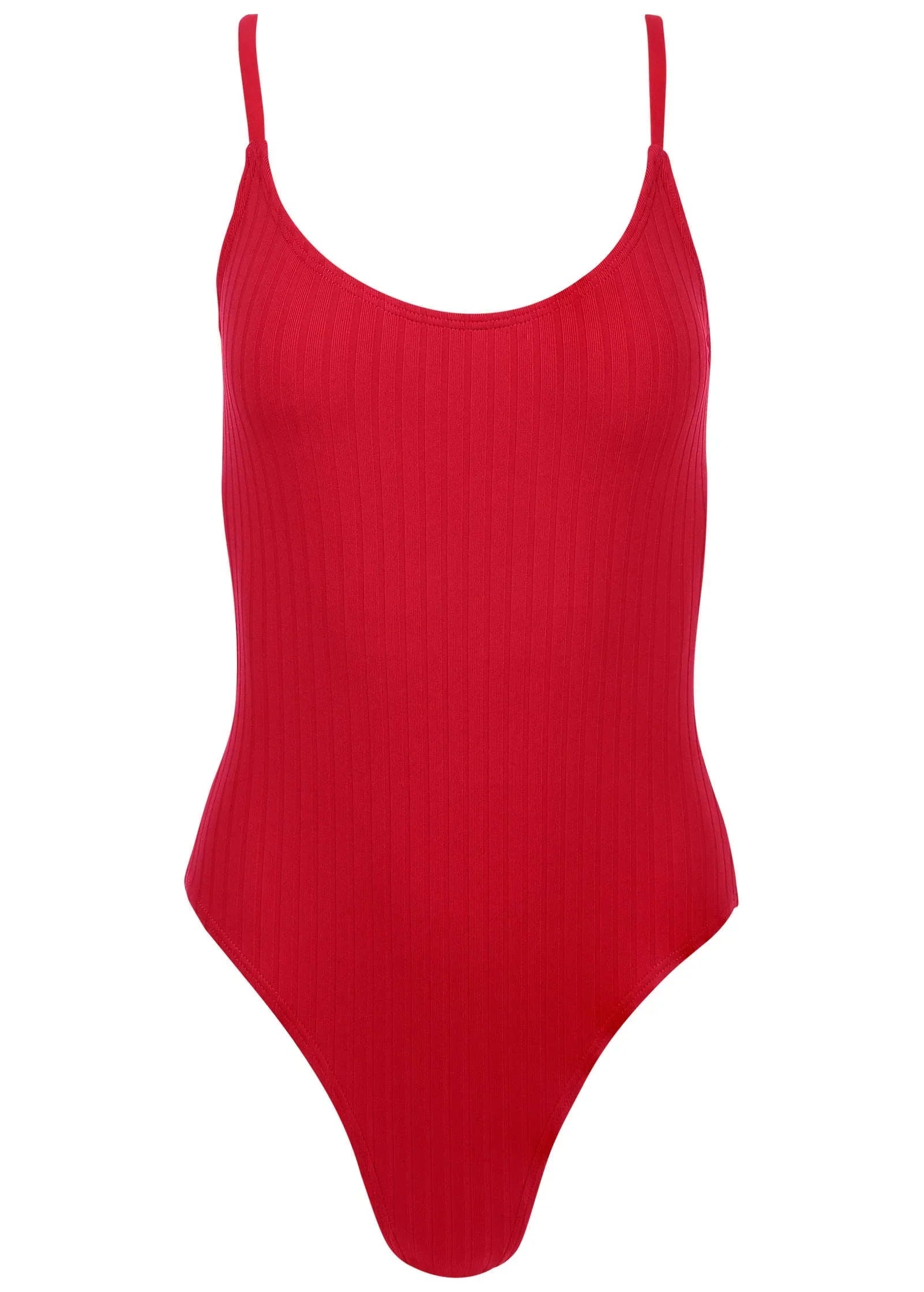 Superrib Tie Back One Piece Red