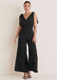 Tie Strap Wide Leg Jumpsuit Jet Black