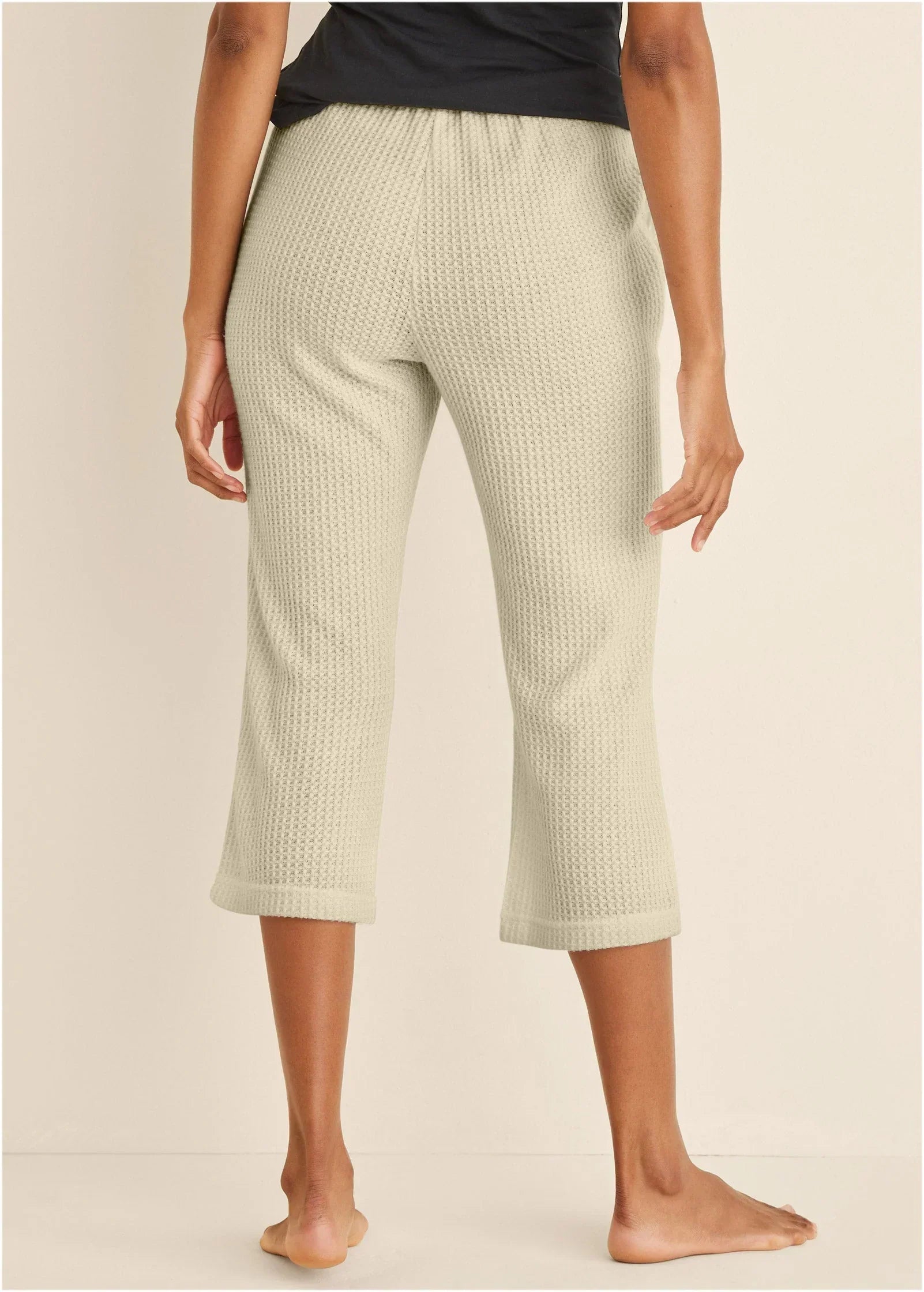 Cozy Waffle Crop Pant Oatmeal