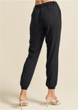 Woven High Rise Joggers Jet Black